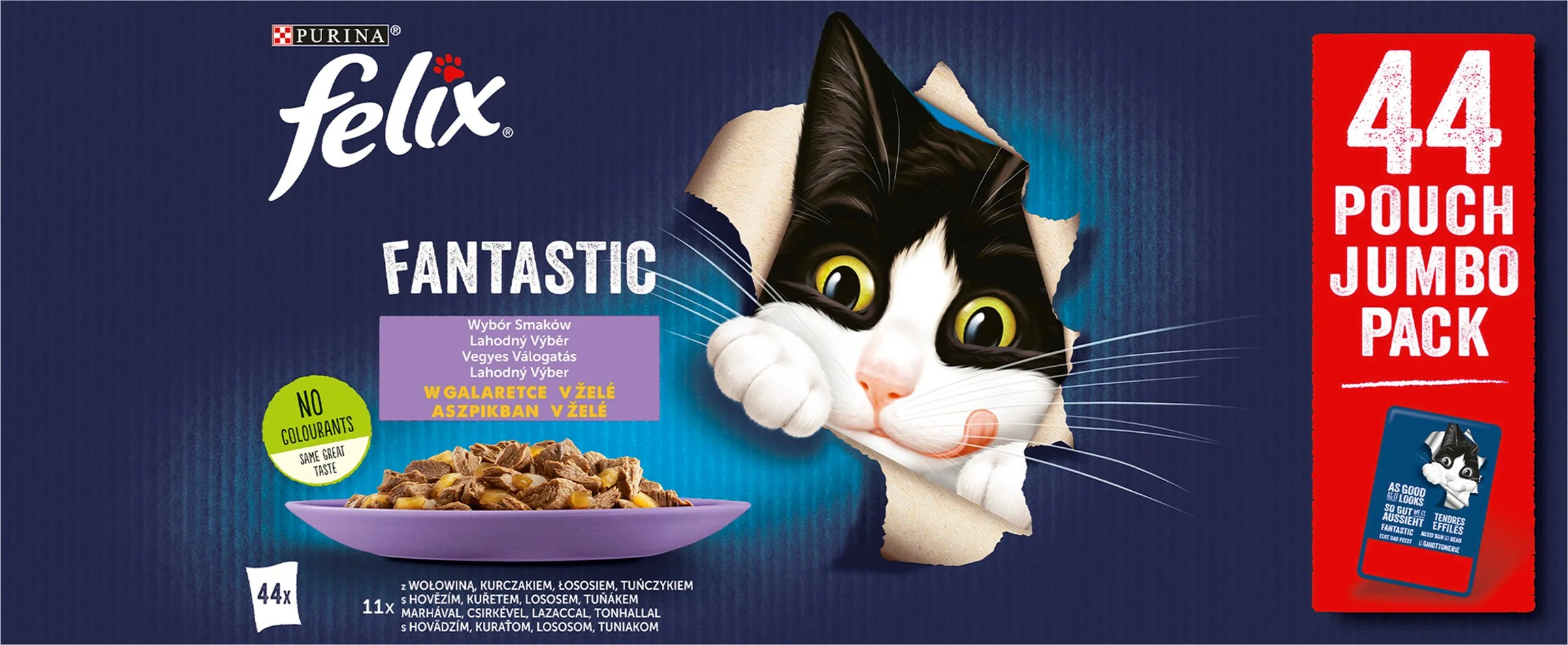 FELIX Fantastic Multipack 1(44x85g) hovädzie/ kura/ losos/ tuniak v želé