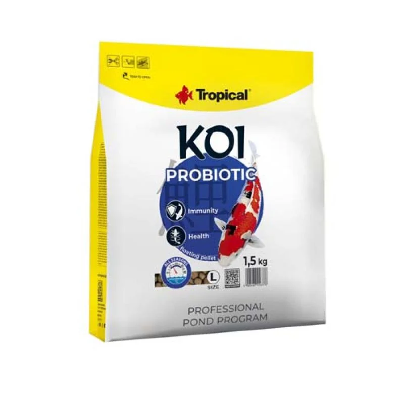 TROPICAL KOI PROBIOTIC PELLET SIZE L 5l/1,5kg plávajúce krmivo s probiotikami pre jazierkové ryby