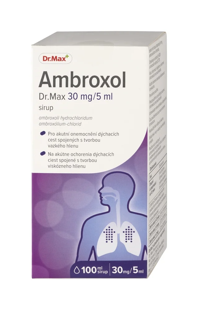 Dr. Max AMBROXOL 30MG/5ML SIRUP 1×100 ml, sirup na vyľučovanie hlienu z pľúc