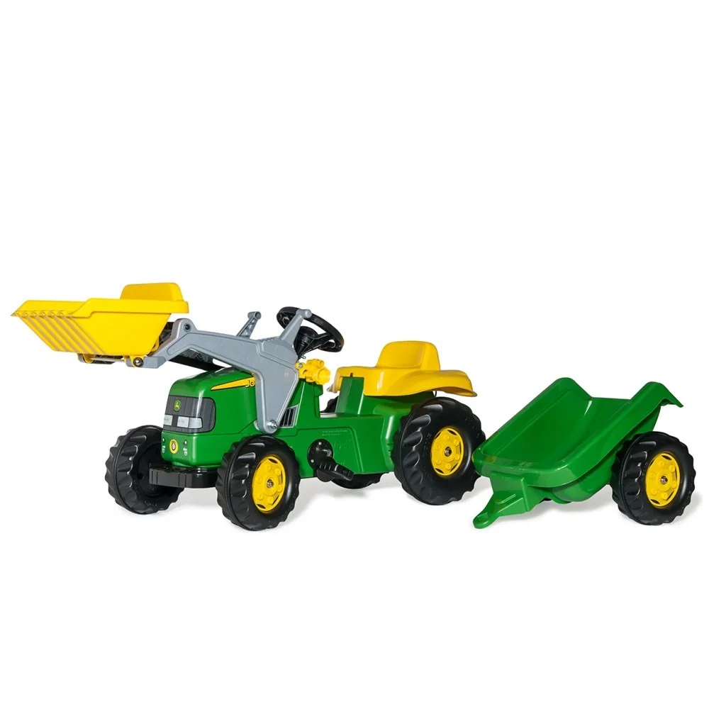 Šliapací traktor s nakladačom a vlečkou Rolly Kid John Deere zelený , 20C56972