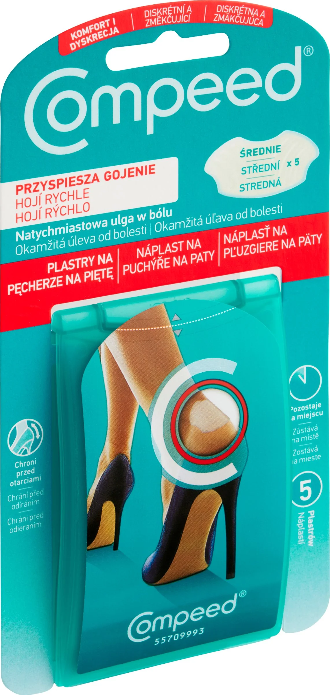 Compeed NÁPLASŤ na pľuzgiere na päty 1×5 ks, náplaste, okamžitá uľava