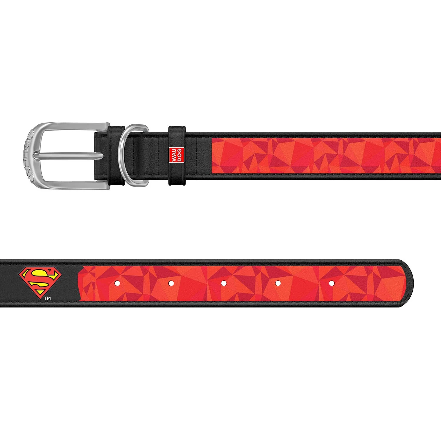 Kožený obojok Superman DC COMICS čierny, Obvod krku: 18-24 cm,  širka: 9 mm 