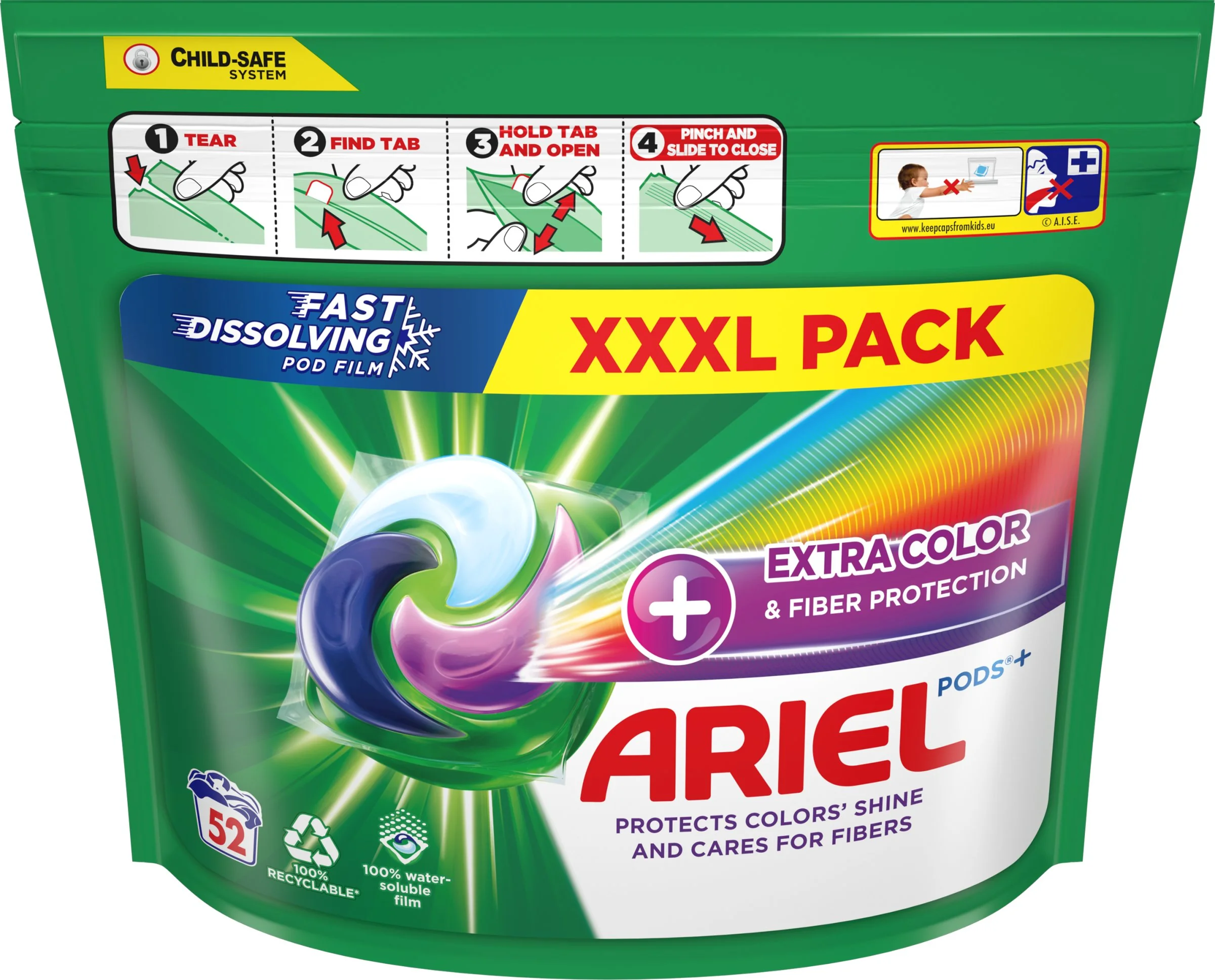 Ariel All-in-1 PODS Complete fiber protection, Gélové Kapsuly Na Pranie, 52 Praní