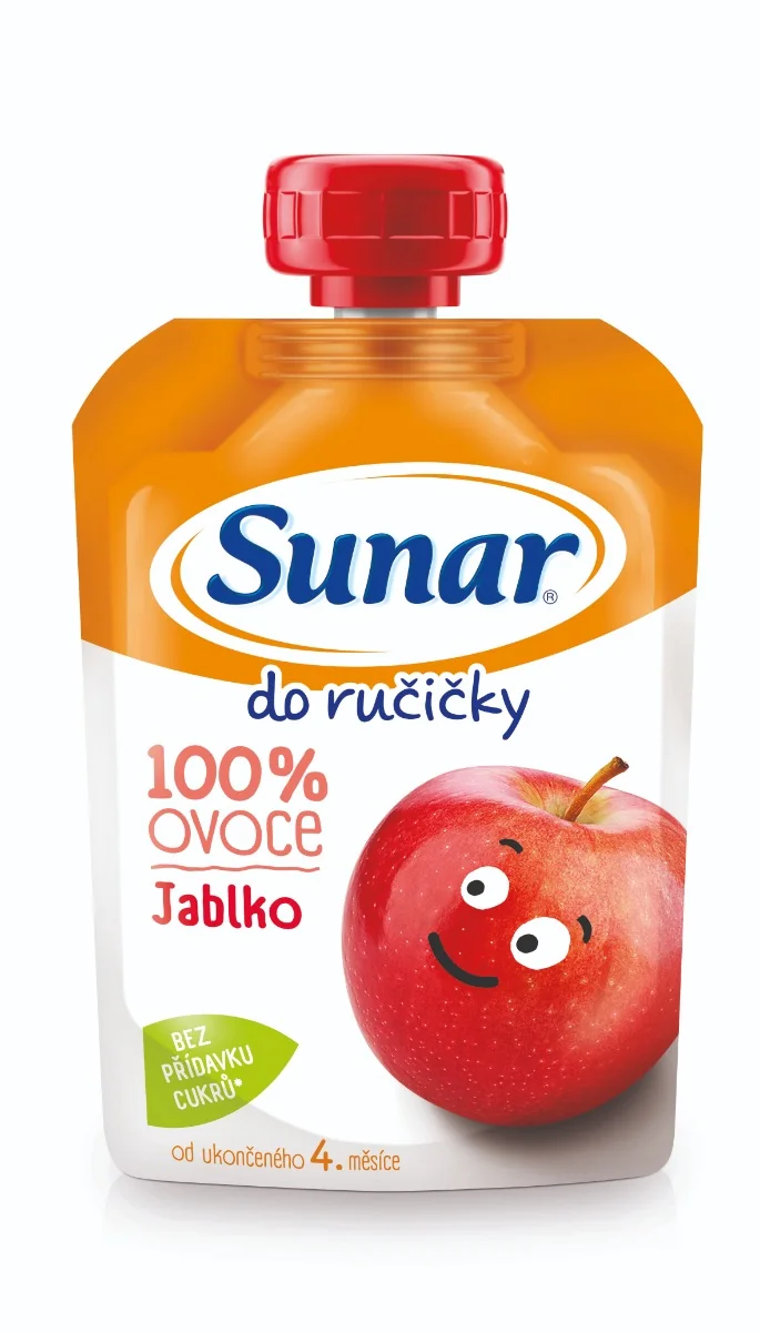 Sunar Do ručičky JABLKO 1×100 g, ovocný príkrm (100% ovocia), 4m+