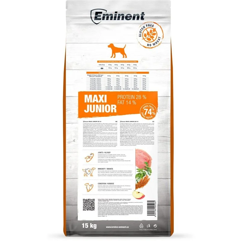 Prémiové krmivo Eminent Maxi Junior 15 kg 