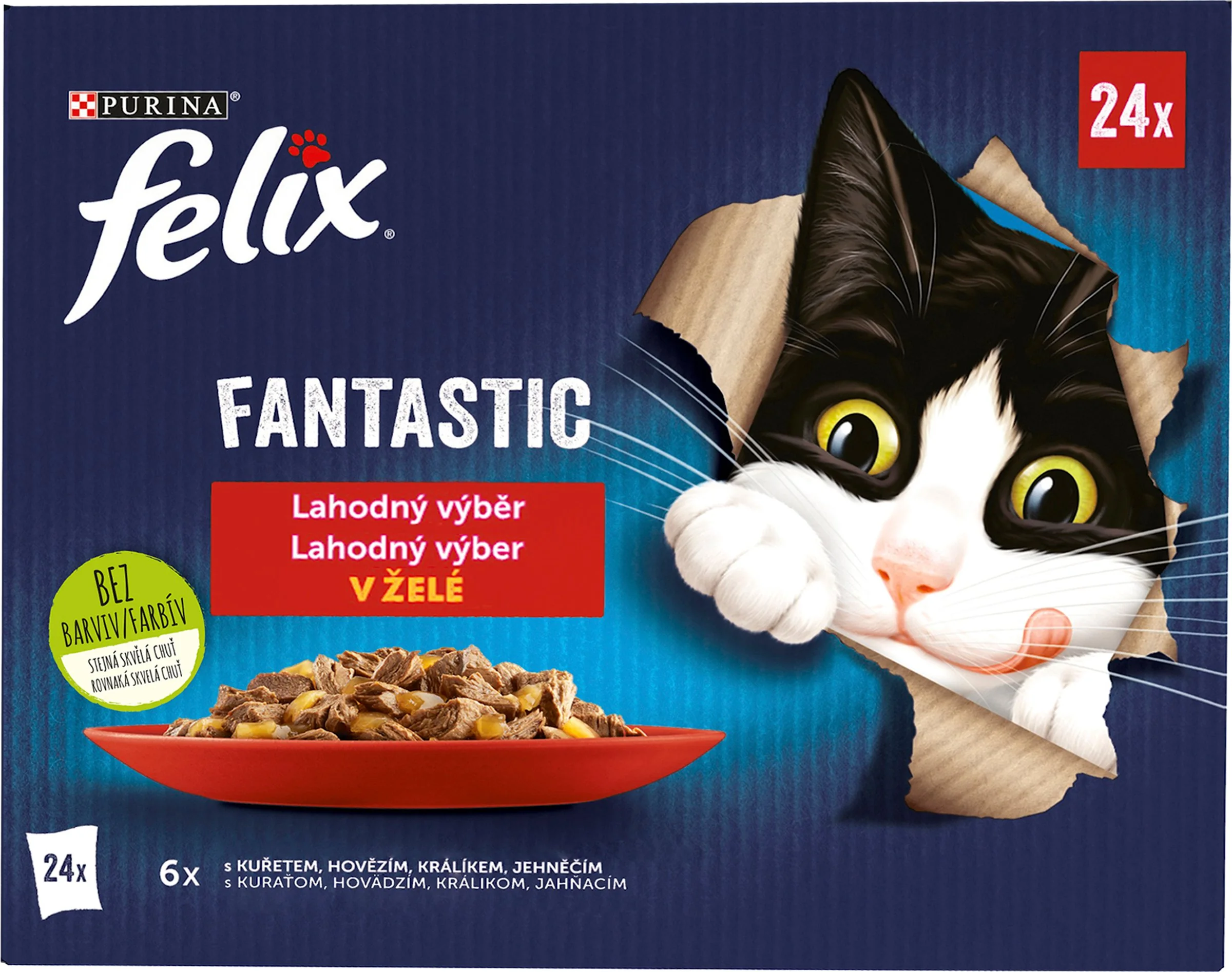 FELIX Fantastic kura/hovädzie/králik/jahňacie v želé (24x85g) 24×85g