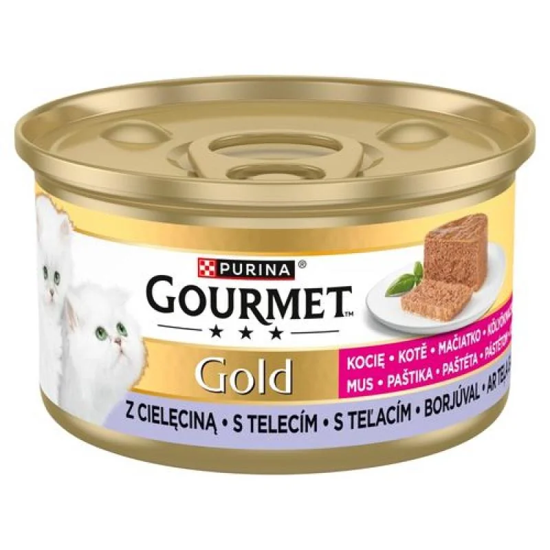 GOURMET GOLD JUNIOR 85g Paštéta pre mačiatka s teľacím mäsom