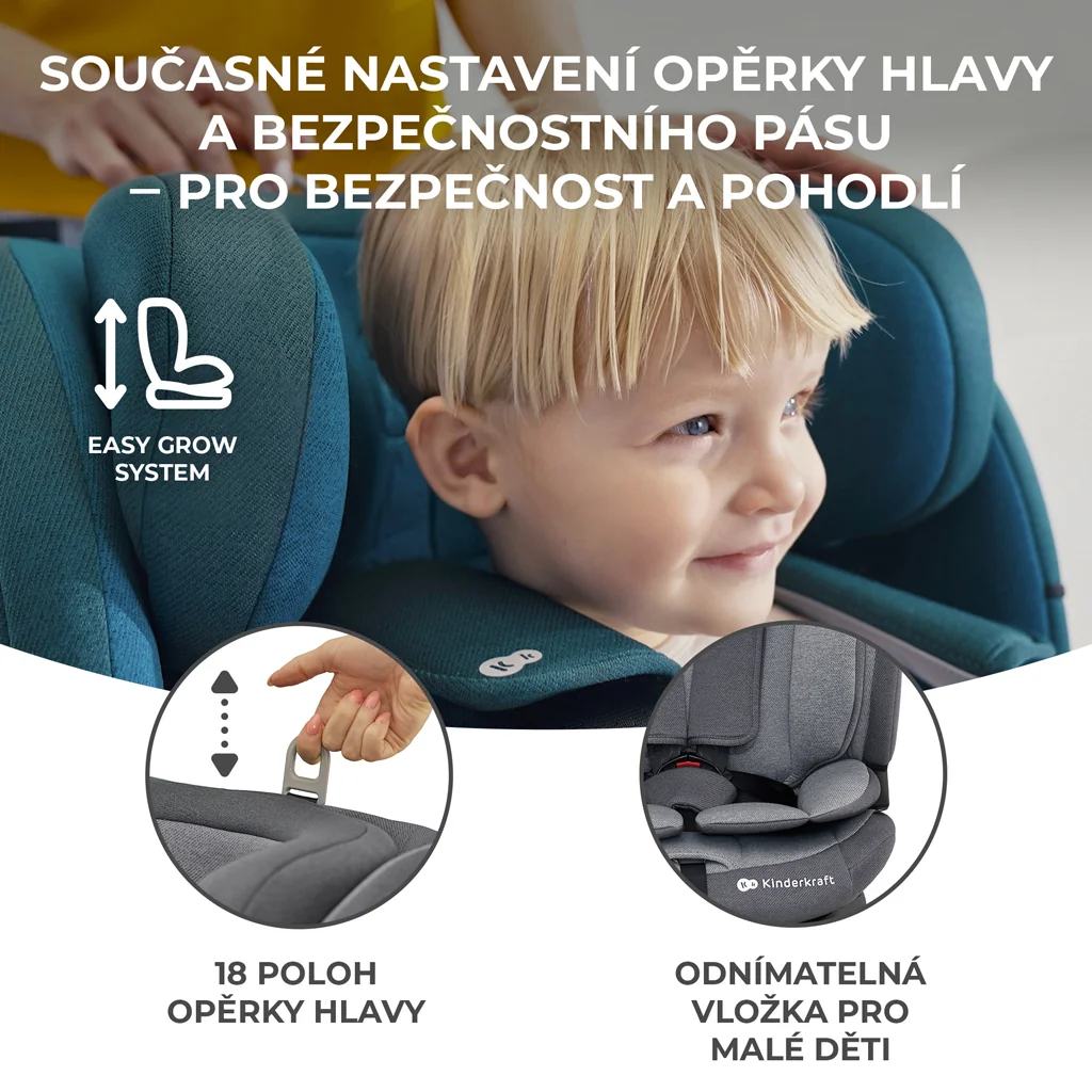 KINDERKRAFT Autosedačka Oneto3 i-Size 76-150cm + Isofix Cherry pearl 1×1 ks, autosedačka