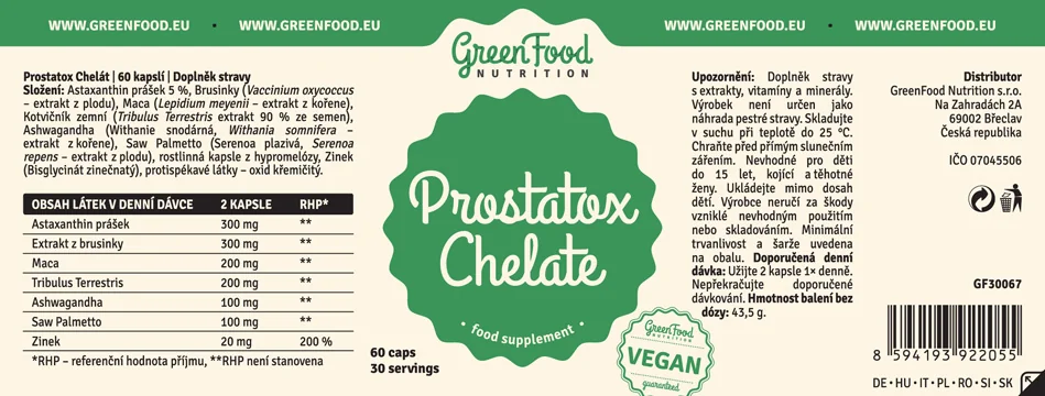 GreenFood Nutrition Prostatox Chelate 60cps 1×60 cps