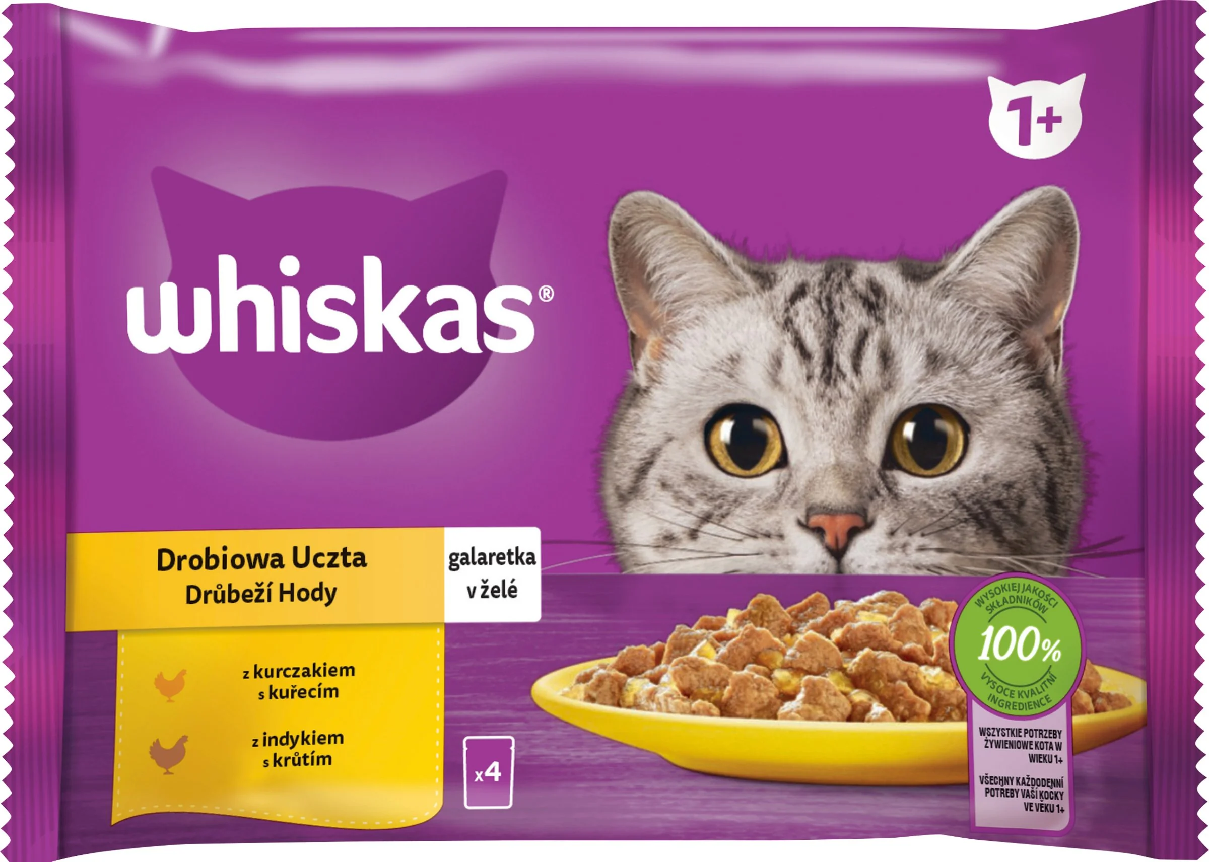 WHISKAS Kapsička Hydinový výber v želé 4pack