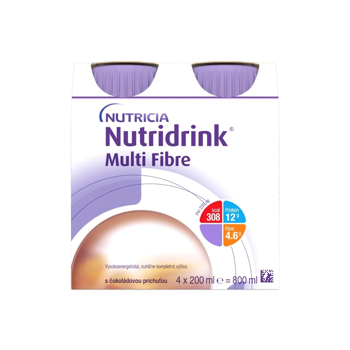 NUTRIDRINK MULTIFIBRE ČOKOLÁDA 4×200 ml, čokoládová príchuť