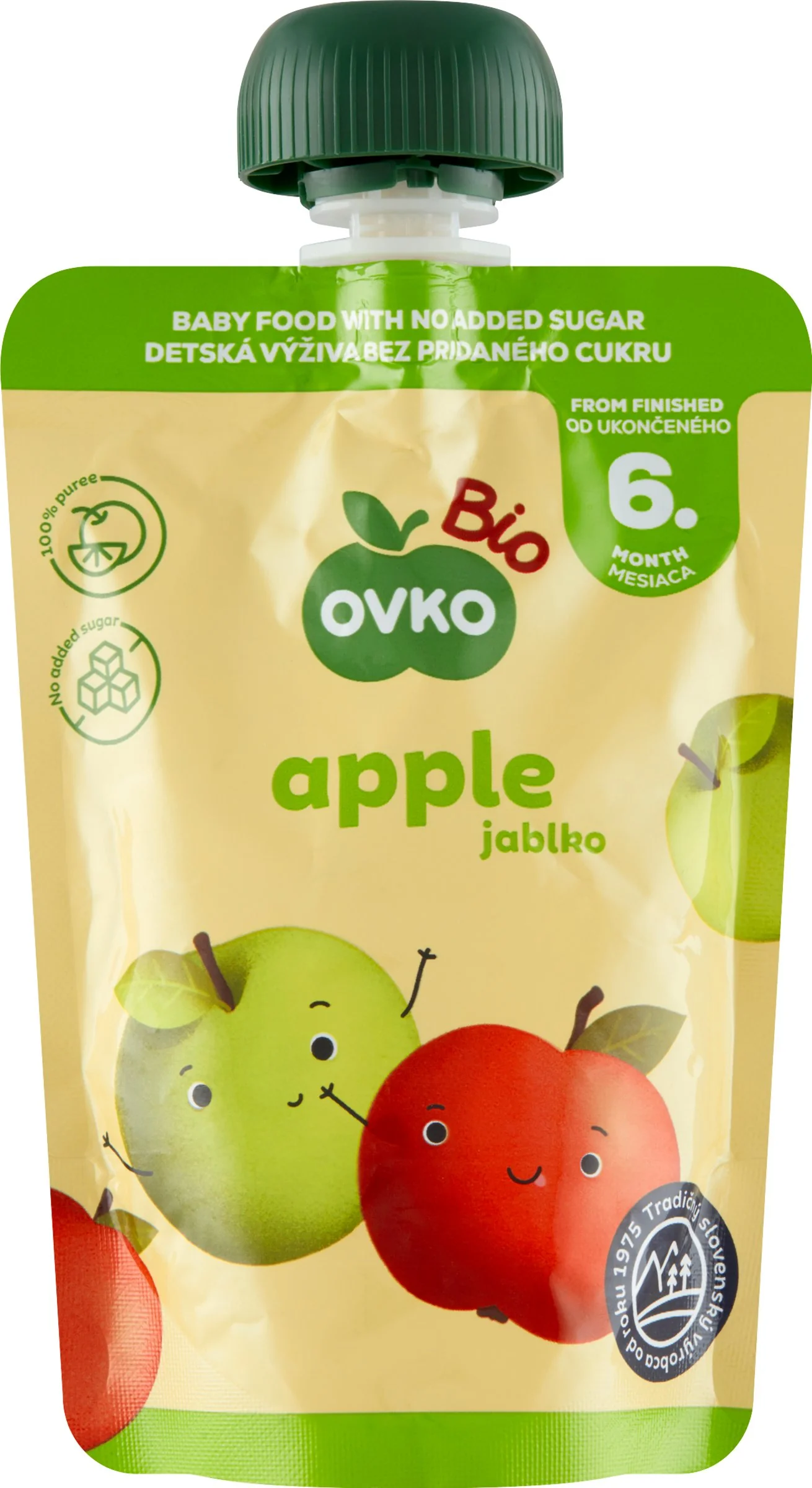 OVKO Bio Detská výživa Jablko 1×90 g, ovocná kapsička