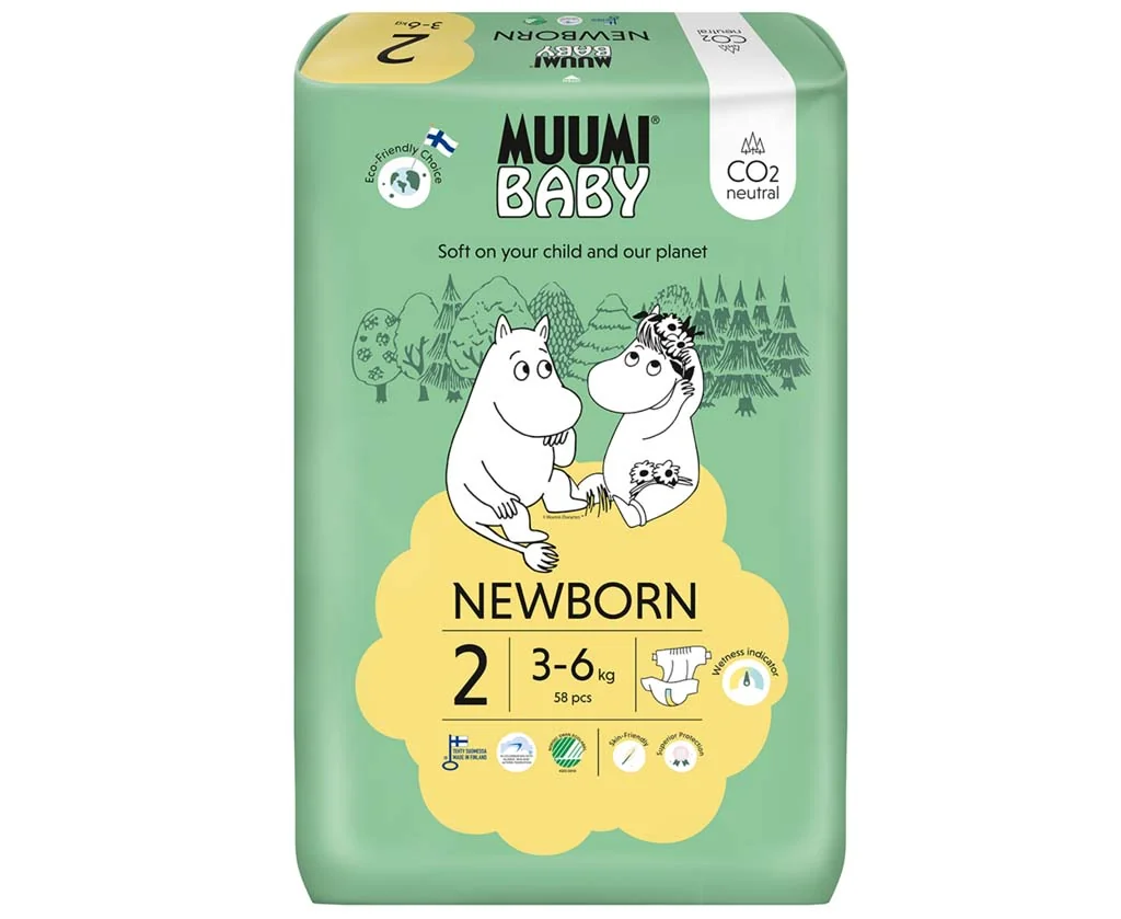 Muumi Baby 2 Newborn 3-6 kg, eko plienky 1×58ks, EKO plienky