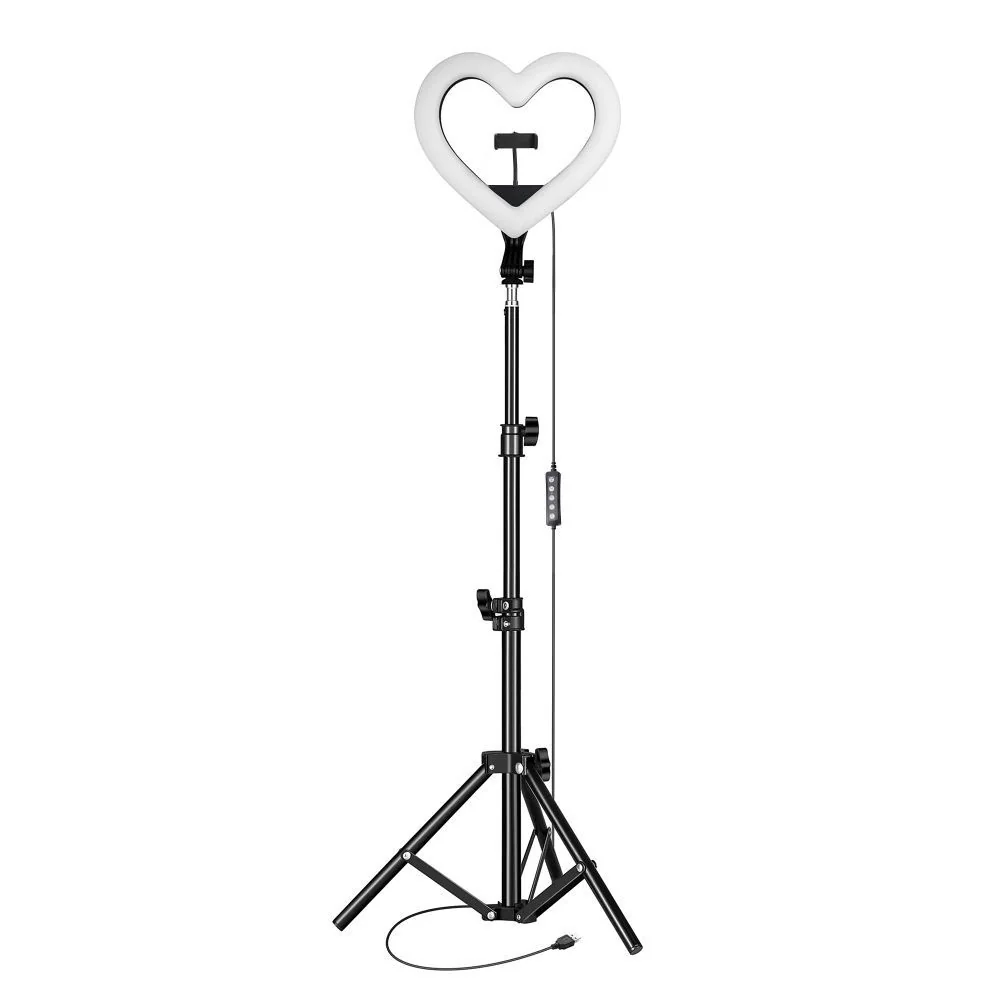 MG Heart Ring kruhové LED svetlo 10'' + statív 2.1 m, čierny