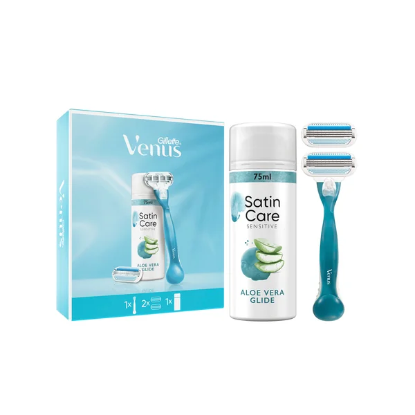 Venus Smooth Holiaci Strojček + 2 Hlavice + Gillette Satin Care Gél Na Holenie 1×1 ks, darčeková sada