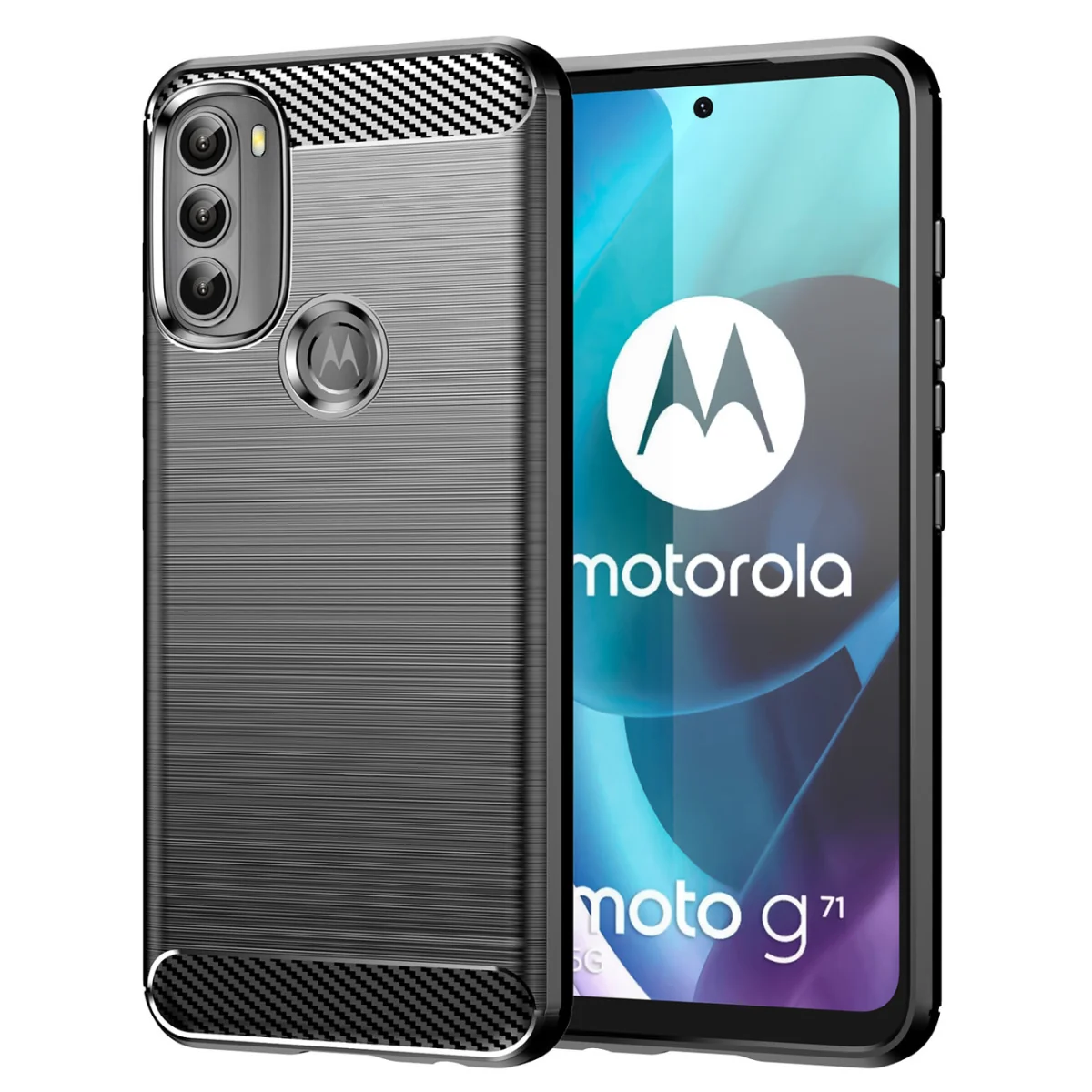 MG Carbon Case Flexible silikónový kryt na Motorola Moto G71 5G čierny