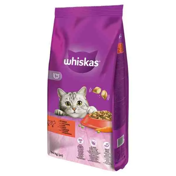 WHISKAS Granule WHI s hovädzím mäsom 1×14kg, granule s hovädzím mäsom