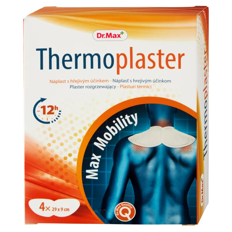 Dr. Max Thermoplaster 29x9 cm 1×4 ks, široká hrejivá náplasť
