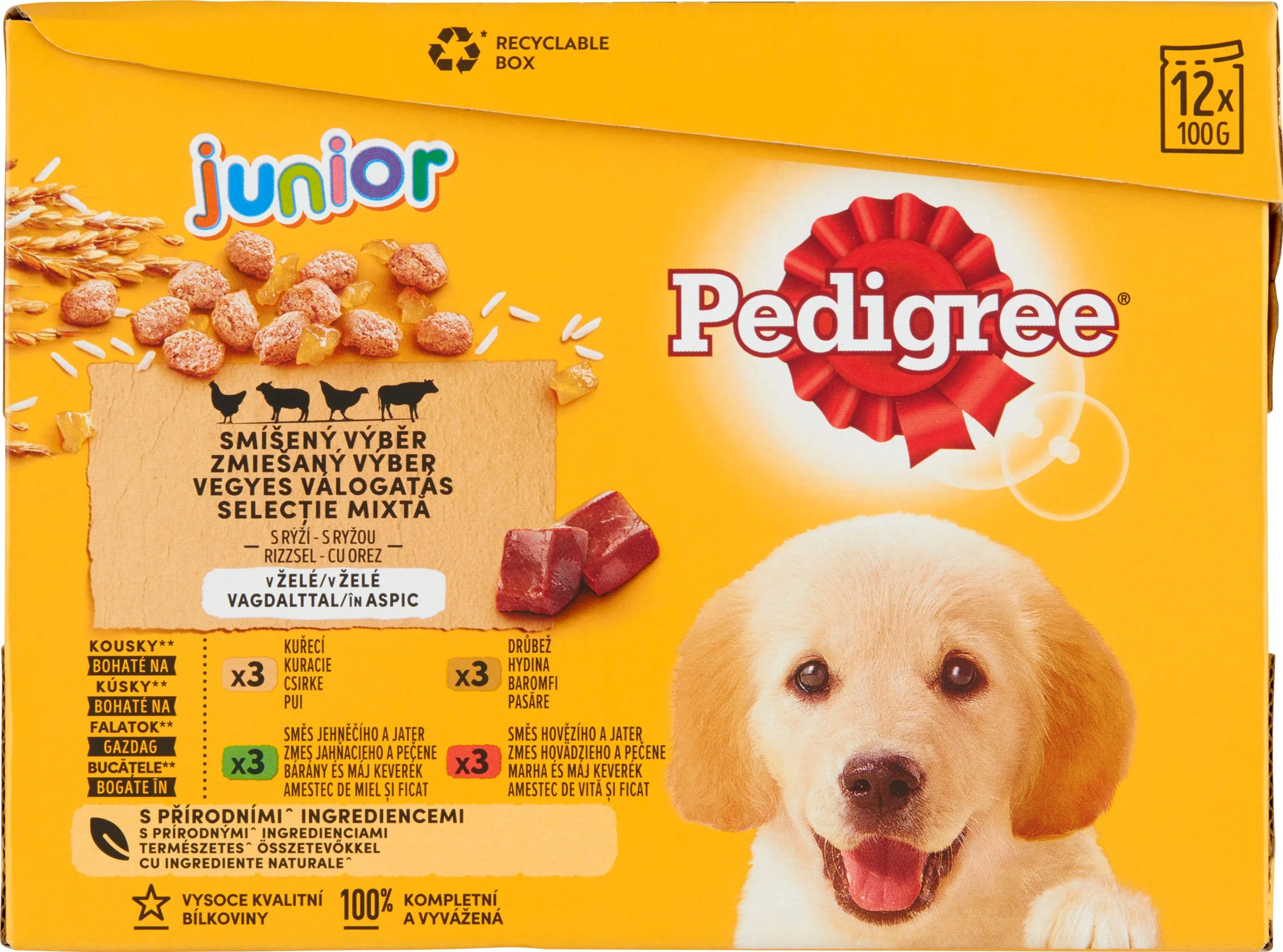 PEDIGREE Kapsička Junior mixovaný výber s ryžou v želé 12pack 12×100 g, kapsička pre psy