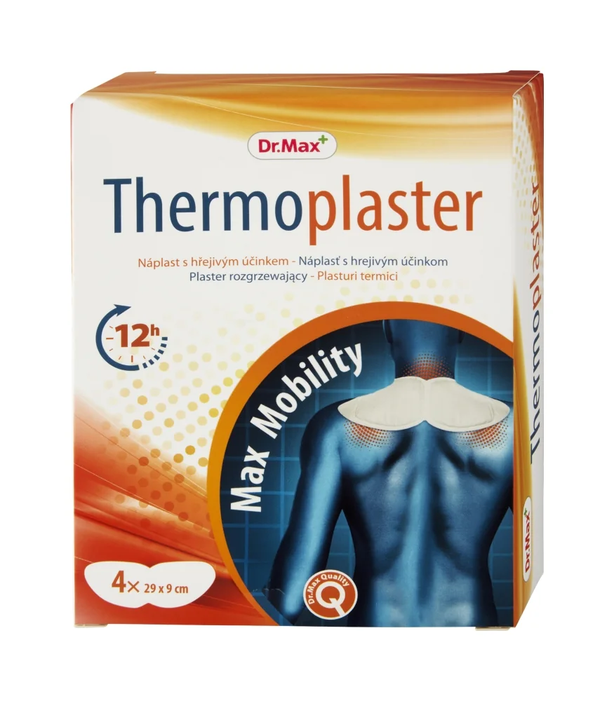 Dr. Max Thermoplaster 29x9 cm 1×4 ks, široká hrejivá náplasť