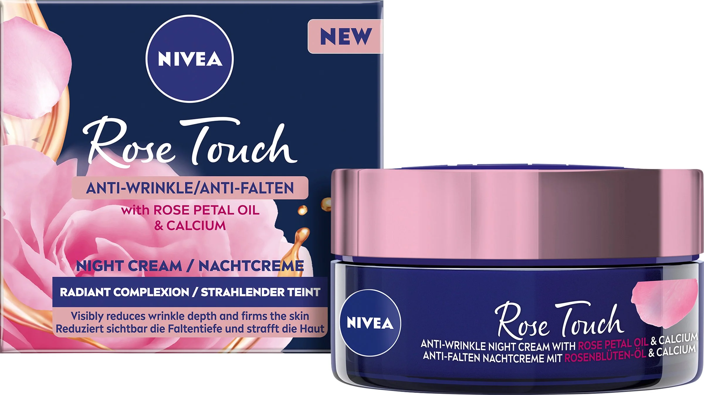 Nivea Nočný krém proti vráskam Rose Touch 1×50 ml, nočný krém proti vráskam