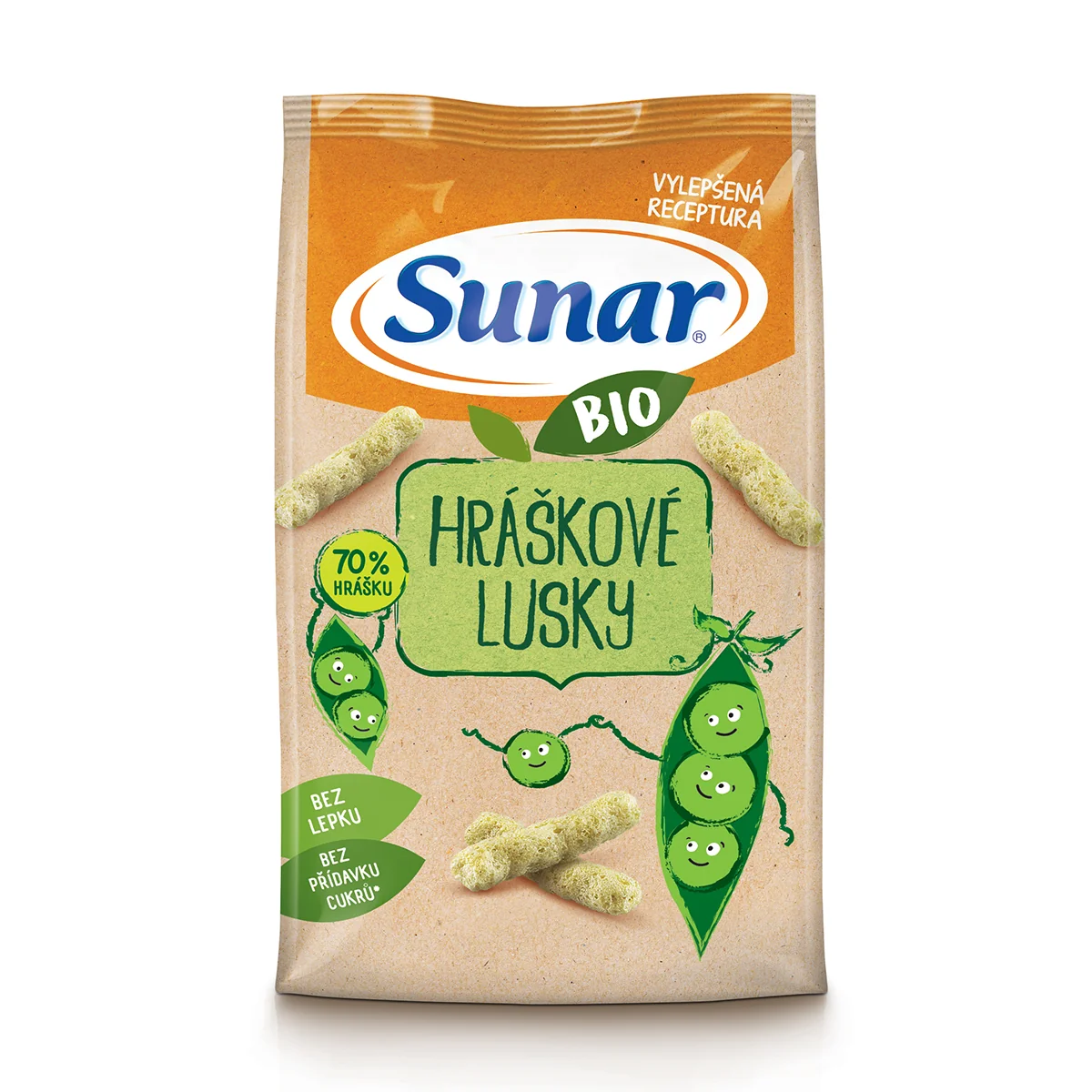 Sunar BIO Chrumky Hráškové struky 1×45 g, hráškové struky, 12m+