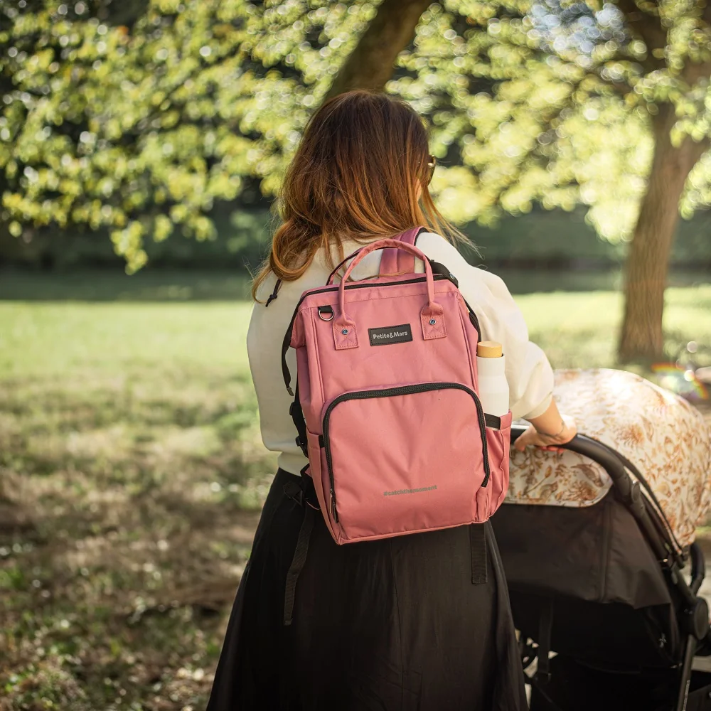 PETITE&MARS Batoh prebaľovací na kočík Jack - séria Catchthemoment Dusty Rose 1×1 ks, prebaľovací batoh na kočík