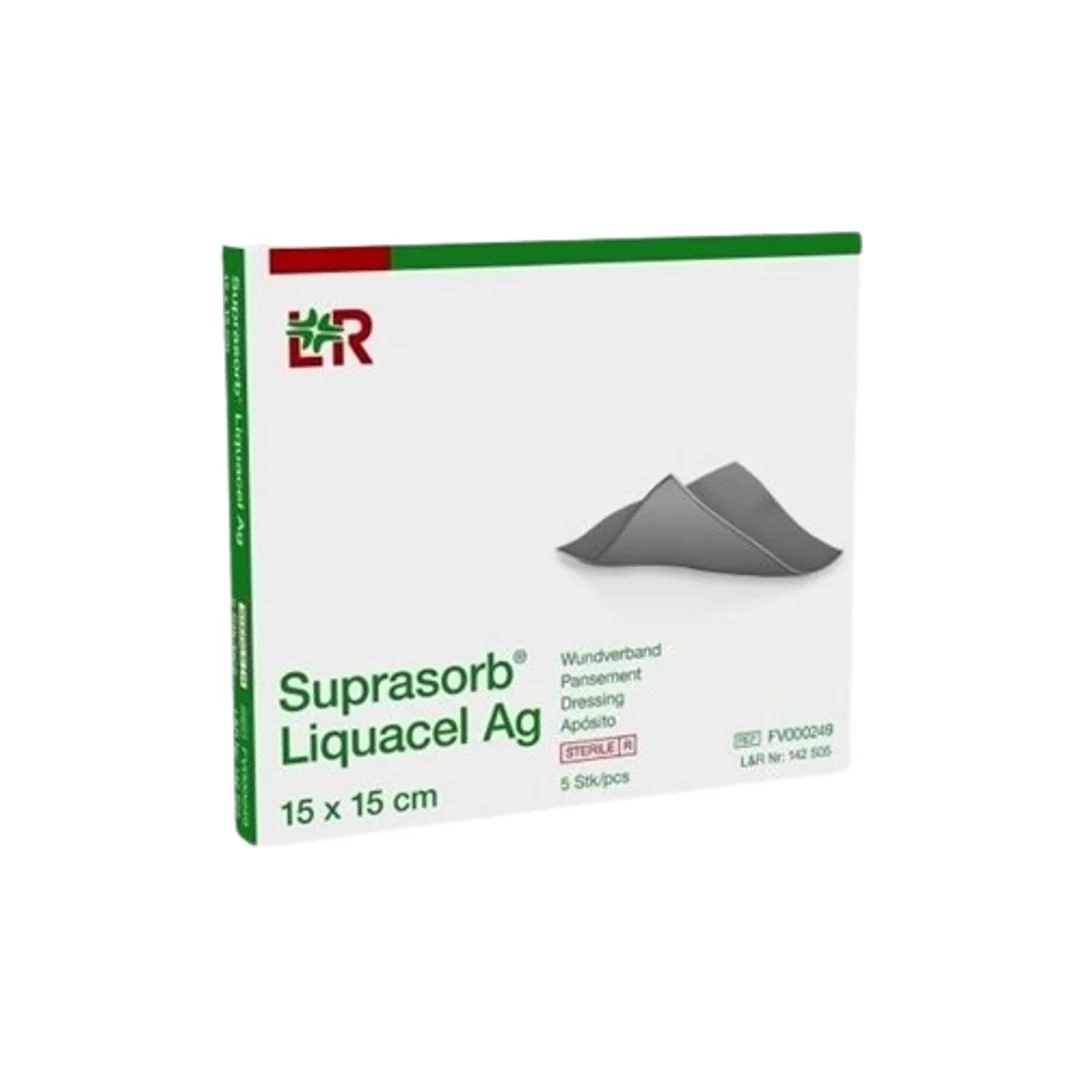 SUPRASORB LIQUACEL AG krytie na rany s antimikrobialným striebrom 15cm x 15cm - Balenie 5 ks