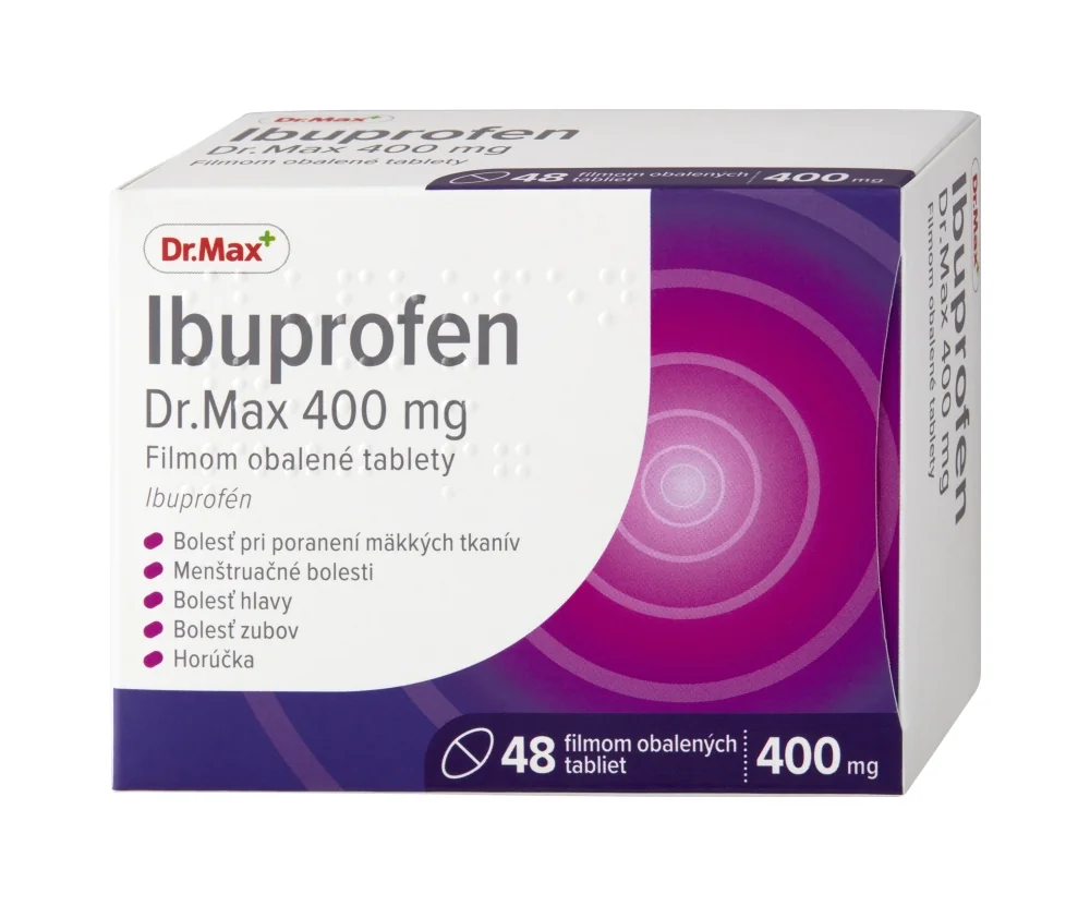 Ibuprofen Dr. Max 400 mg filmom obalené tablety 1×48 tbl, tlmí bolesť, zápal a znižuje horúčku