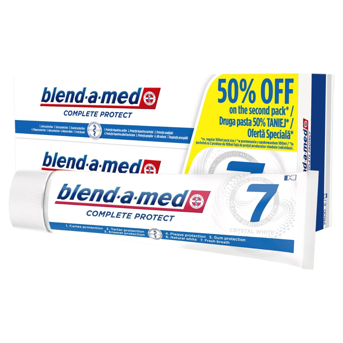 Blend-a-med Complete Crystal White zubná pasta 2x100ml 2×100 ml, zubná pasta