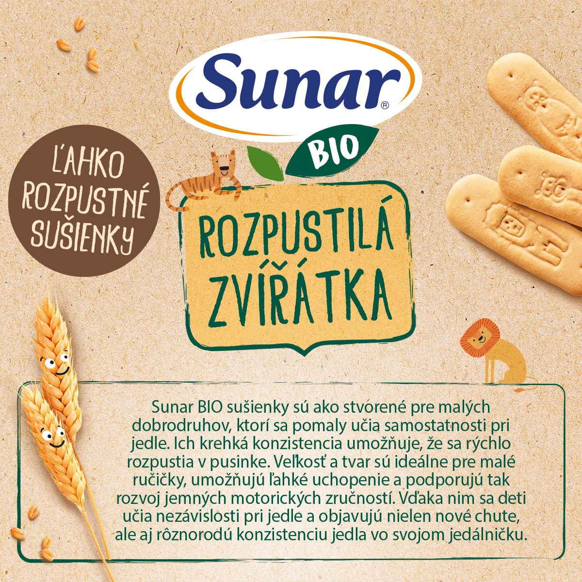 Sunar BIO Rozpustilé zvieratka 160g 4×40 g, BIO sušienky