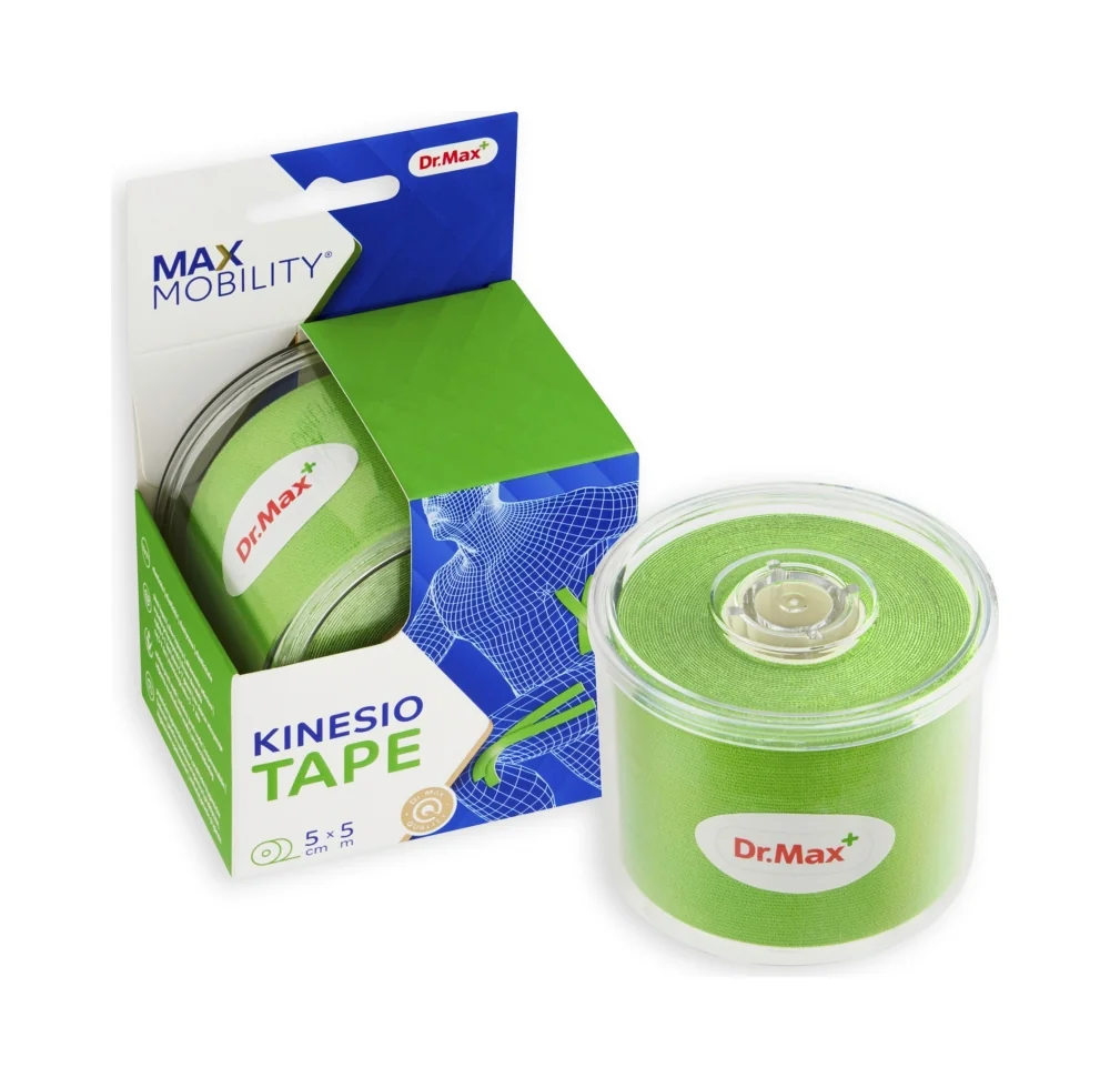 Dr. Max KINESIO TAPE 5CMX5M ZELENA 1×1 ks, kinesio tape