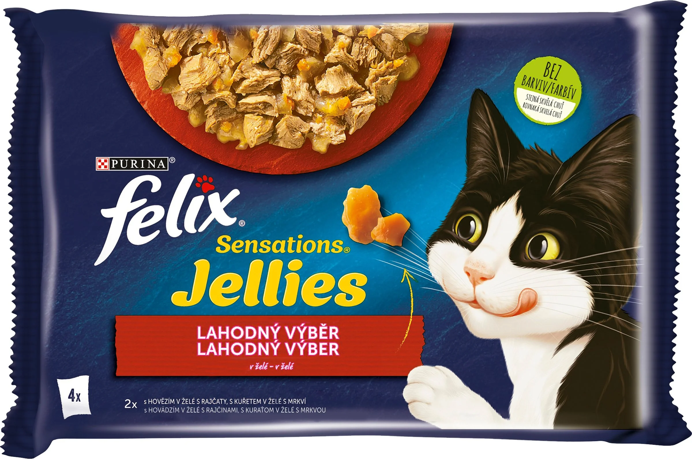 FELIX Sensations Jellies Multipack 12(4x85g) hovädzie/kura v och. želé