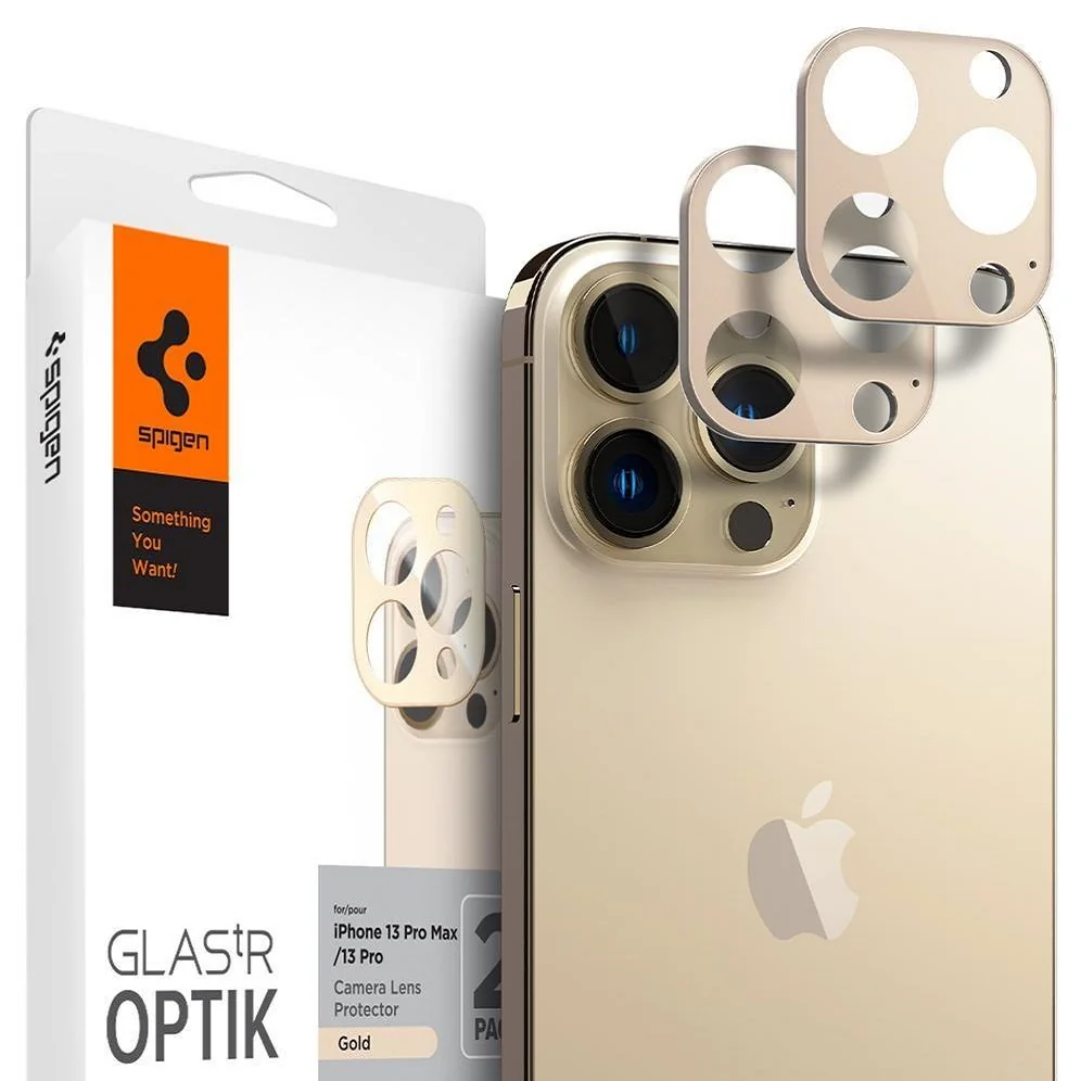 Spigen Optik.Tr 2x ochranné sklo na kameru na iPhone 13 Pro / 13 Pro M ax, zlaté