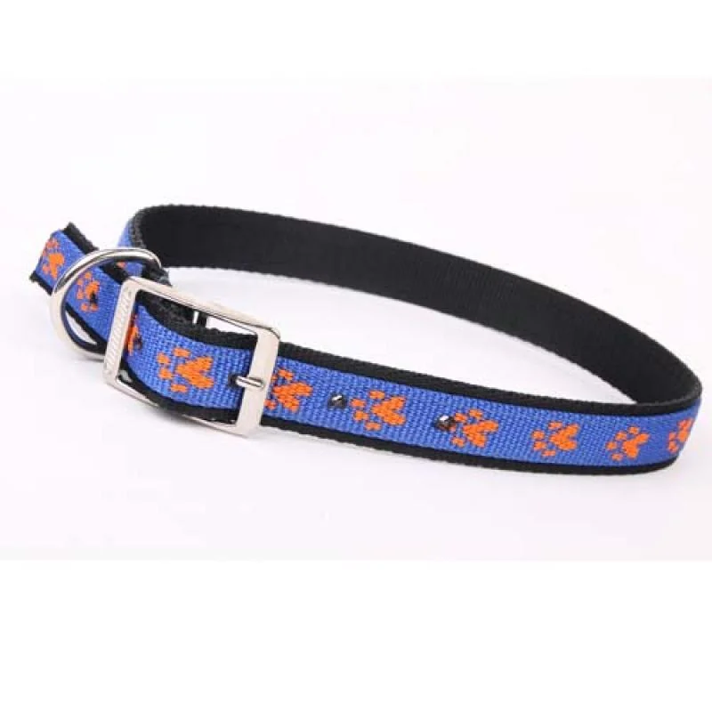 COBBYS PET obojok paw motives 30mm/65cm -modrá /oranžová 