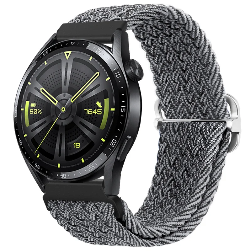 BStrap Braid Nylon remienok na Huawei Watch GT2 Pro, gray black