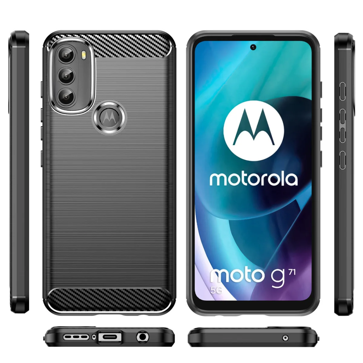 MG Carbon Case Flexible silikónový kryt na Motorola Moto G71 5G čierny