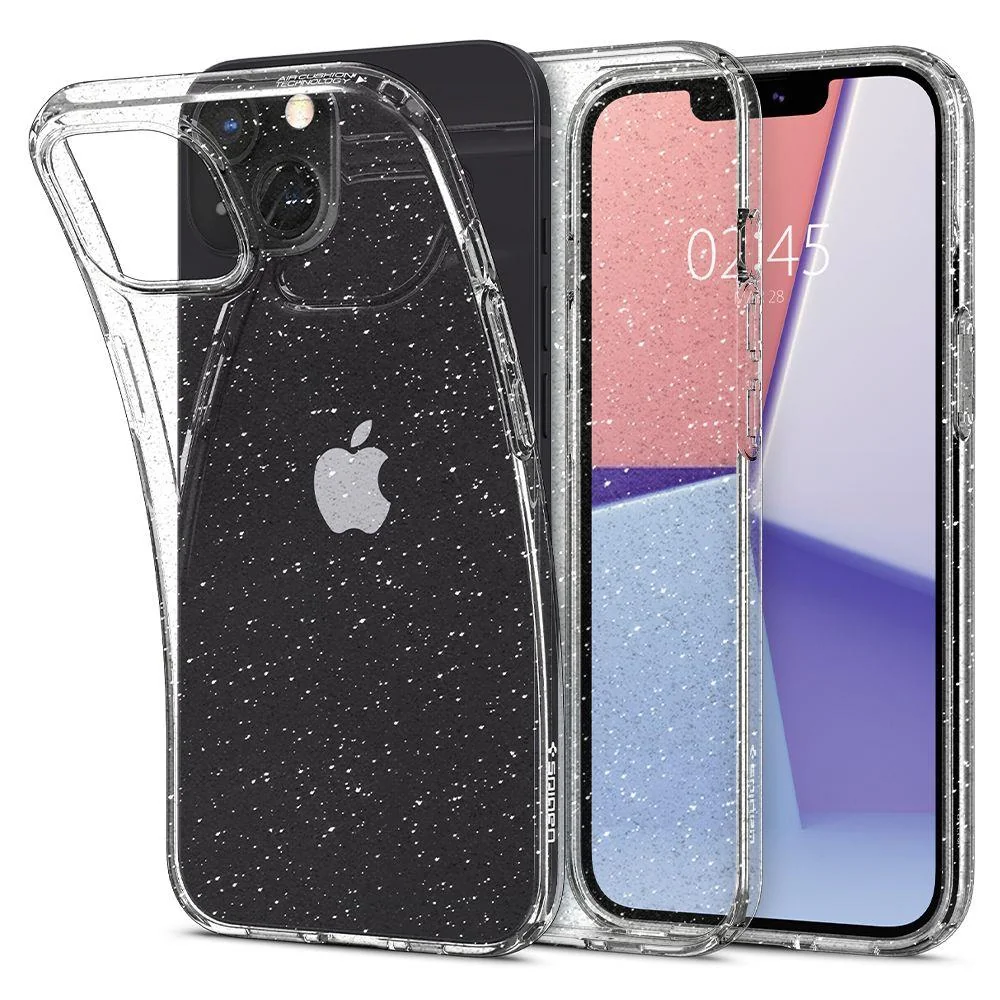 Spigen Liquid Crystal silikónový kryt na iPhone 13, glitter priesvitný