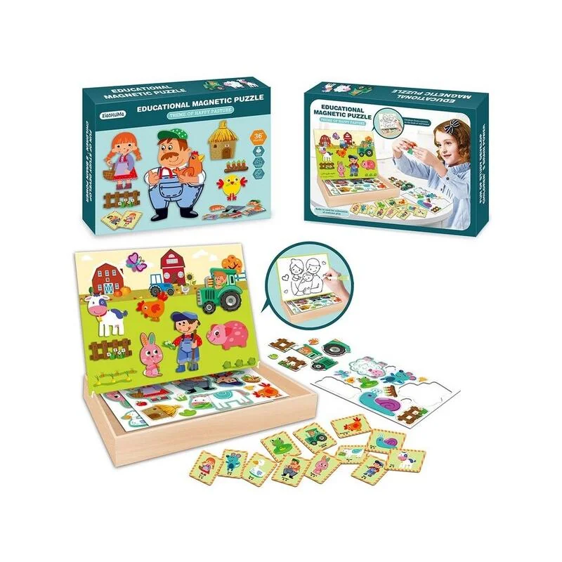 MADE - Puzzle magnetické - farma, 30 cm