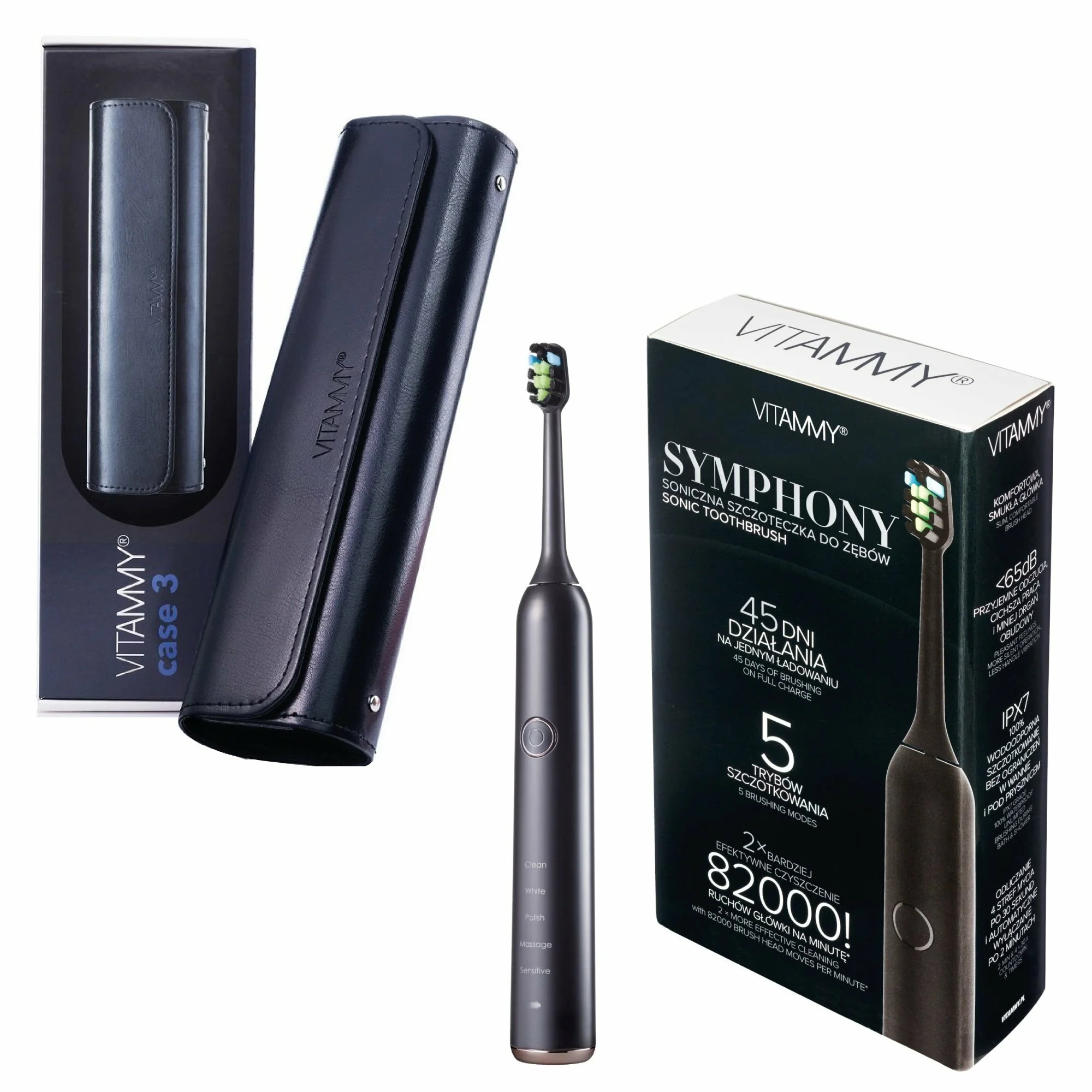 VITAMMY SYMPHONY Sonická zubná kefka s elegantným púzdrom, black + black púzdro TOW019456