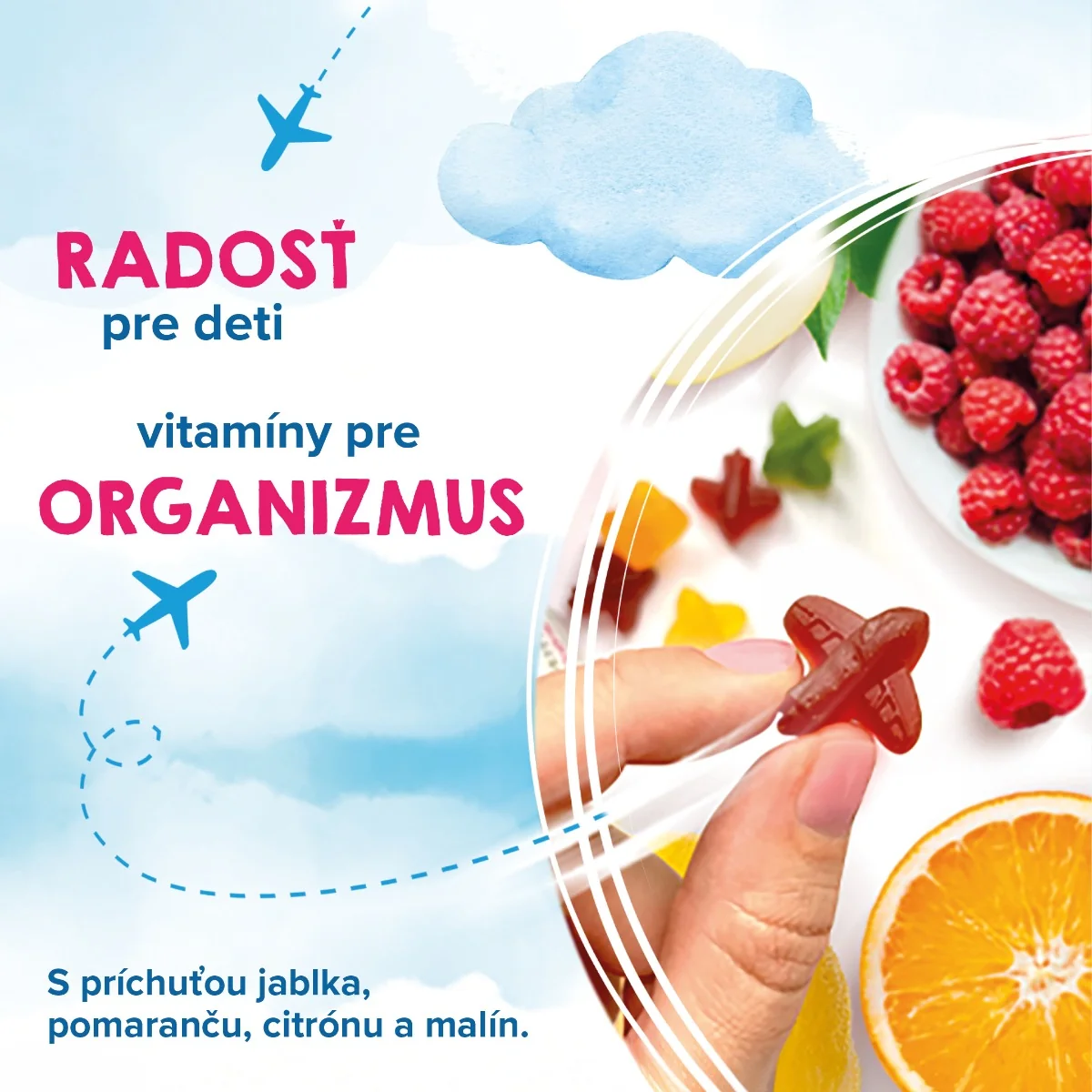 Dr. Max Kids Gummies Airplanes 1×50 ks, ovocné želé s vitamínmi, zinkom a rutínom