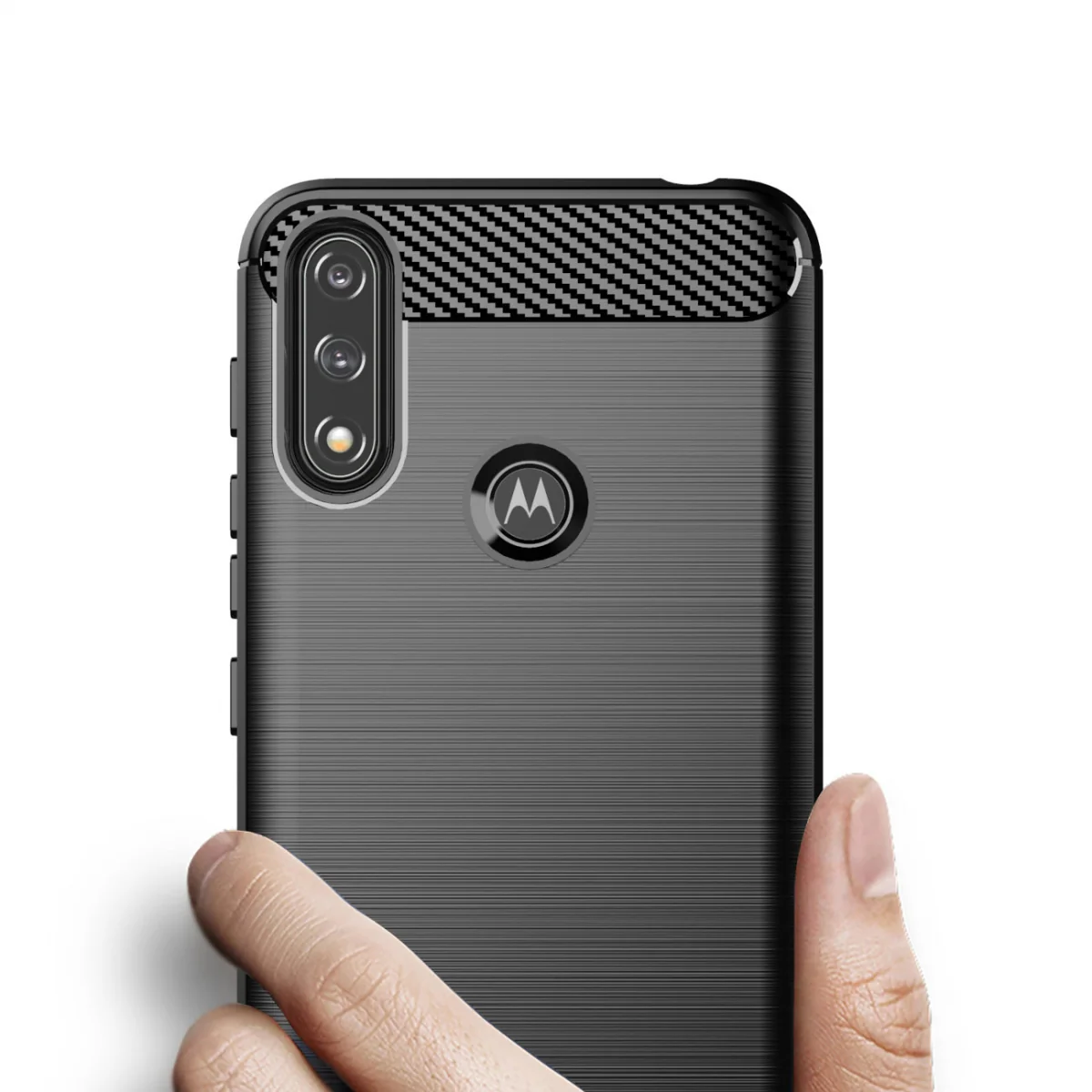 MG Carbon Case Flexible silikónový kryt na Motorola Moto E7i Power čierny