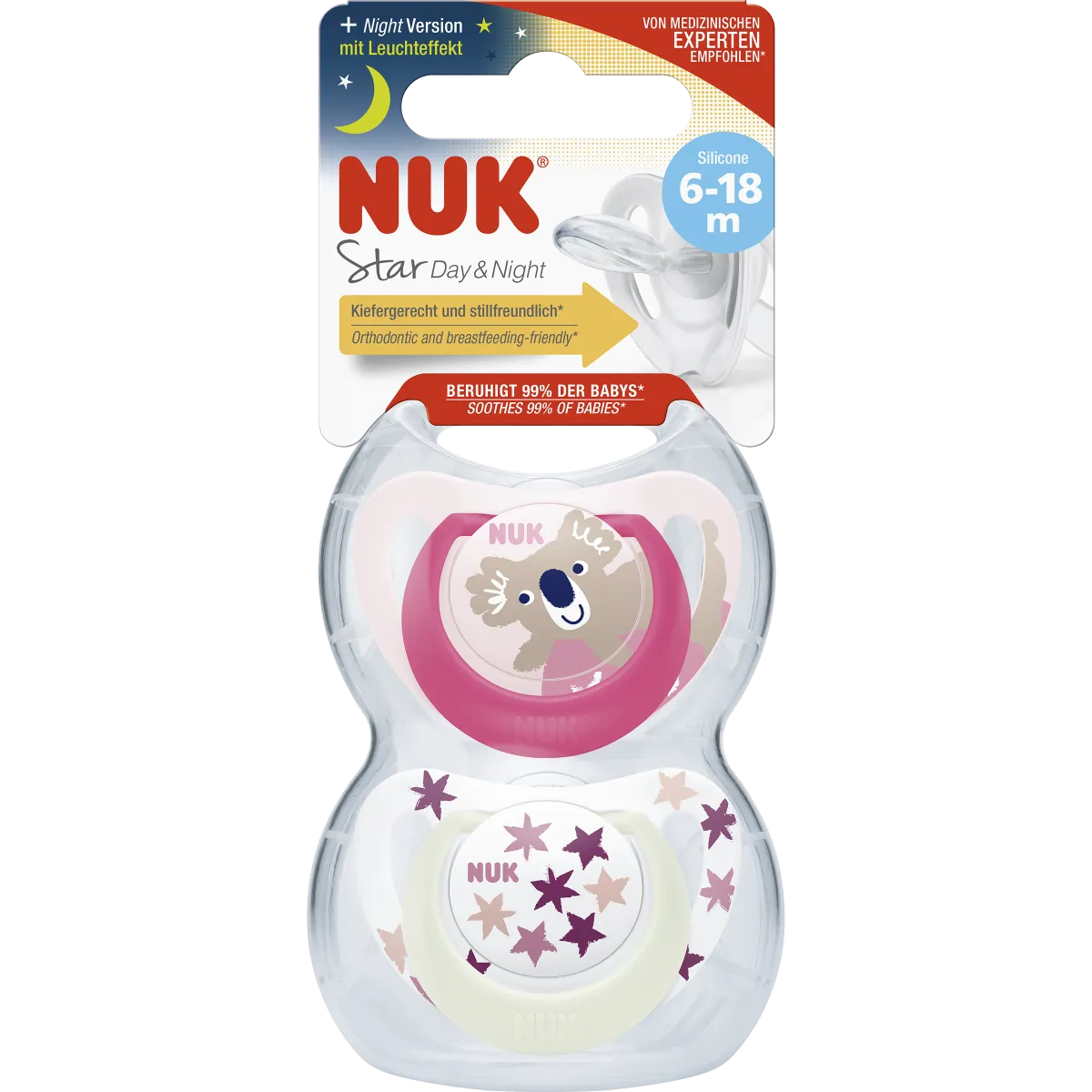 NUK CUMLIK STAR DEN & NOC 6-18M 2KS 1×2 ks, cumlík 6-18m