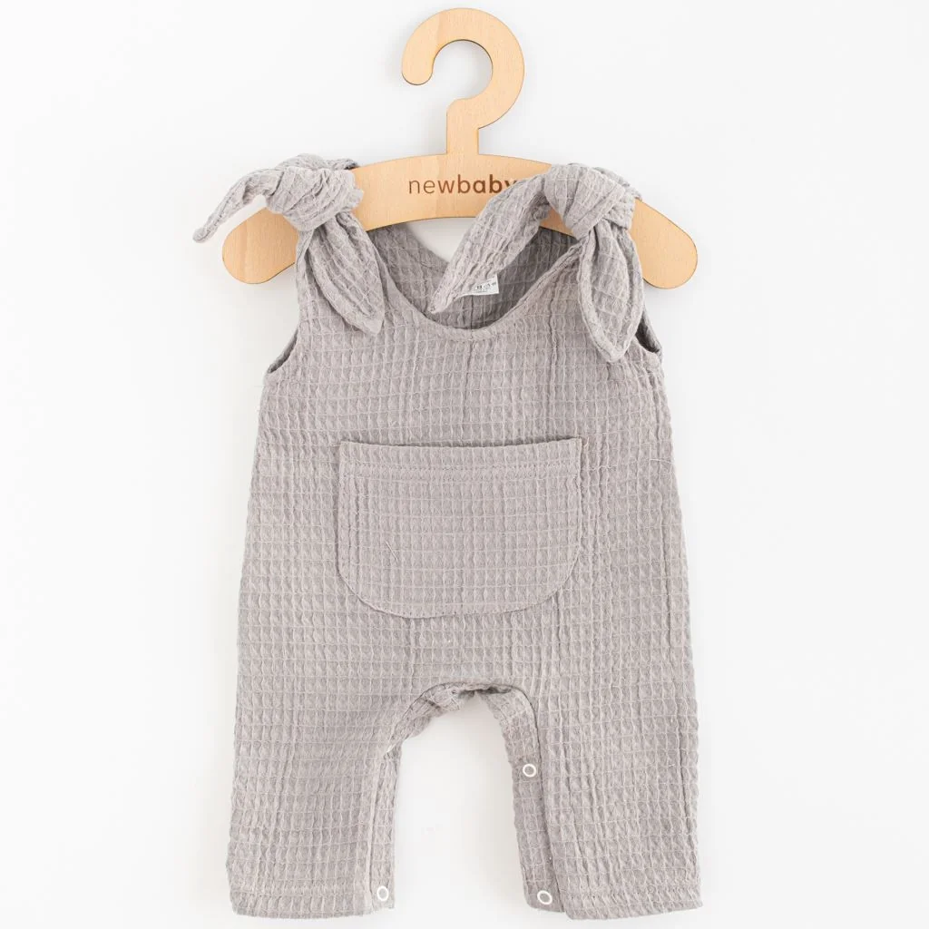 Dojčenské mušelínové zahradníčky New Baby Comfort clothes sivá 56 (0-3m), 20C53352