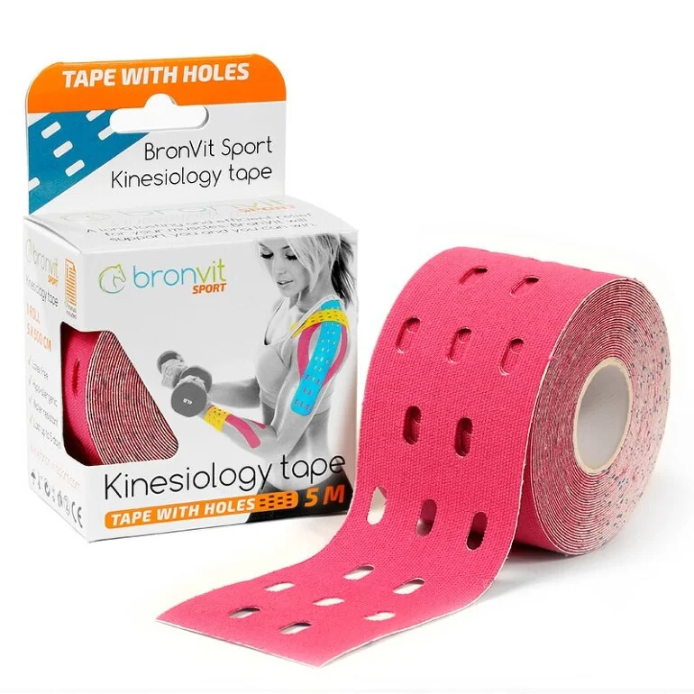 BronVit Sport Kinesiology Tape dierovaný ružová 5cm x 5m