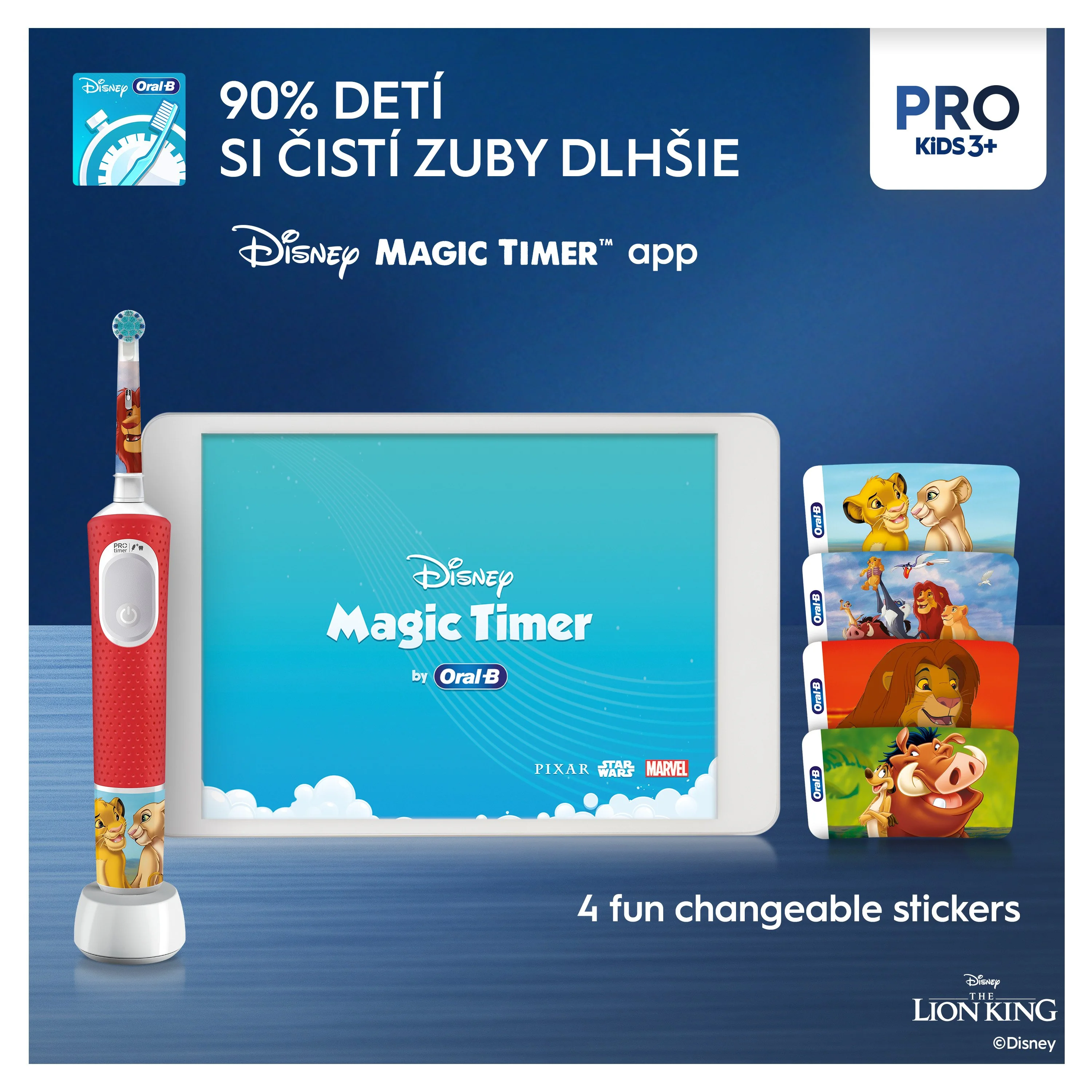 Oral-B Pro Kids Leví kráľ elektrická zubná kefka + cestovné puzdro 1×1 ks, elektrická zubná kefka