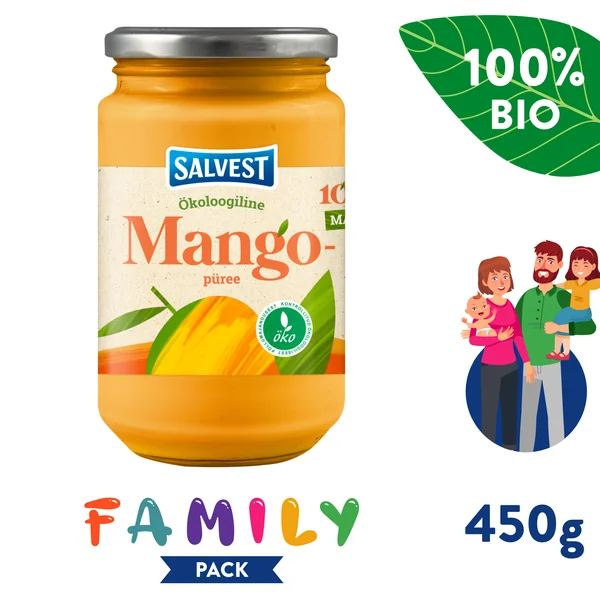 SALVEST Family BIO Mango 100% 1×450 g, ovocné pyré