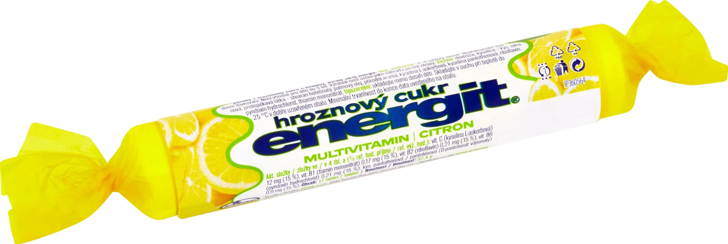 Energit hroznový cukor MULTIVITAMÍN - CITRÓN 1×17 ks (37,4 g), pastilky