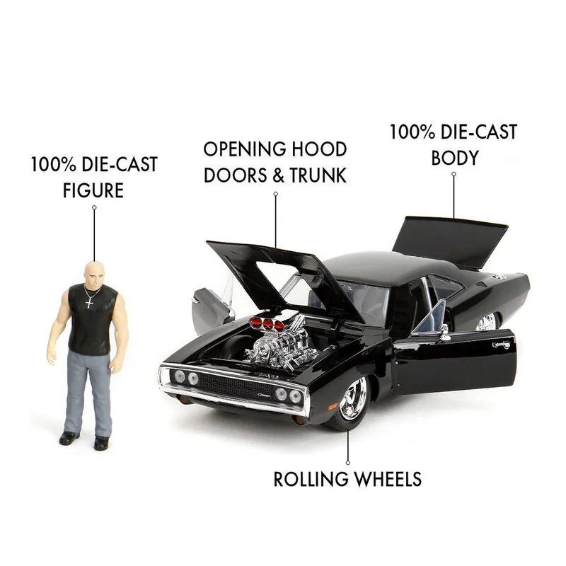 JADA - Rýchlo a zběsilo auto 1970 Dodge Charger 1:24 + figúrka Dominic Toretto 