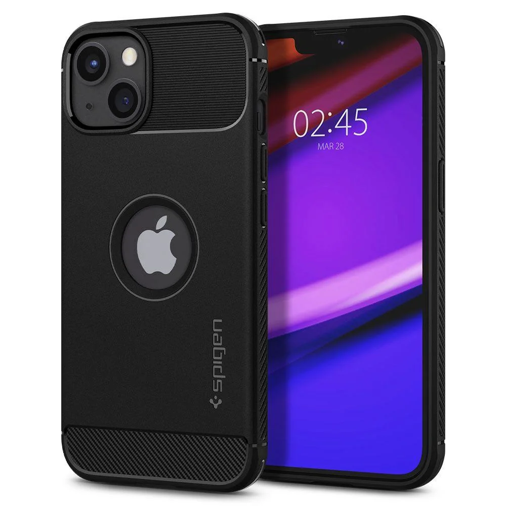 Spigen Rugged Armor silikónový kryt na iPhone 13, čierny 